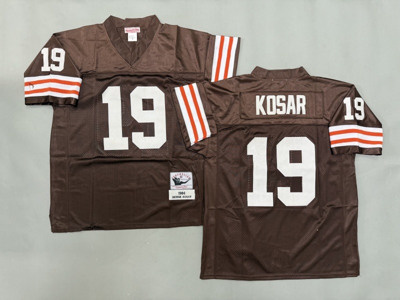 Men 2025 Cleveland Browns #19 Kosar brown Throwback Limited NFL Jersey style 001